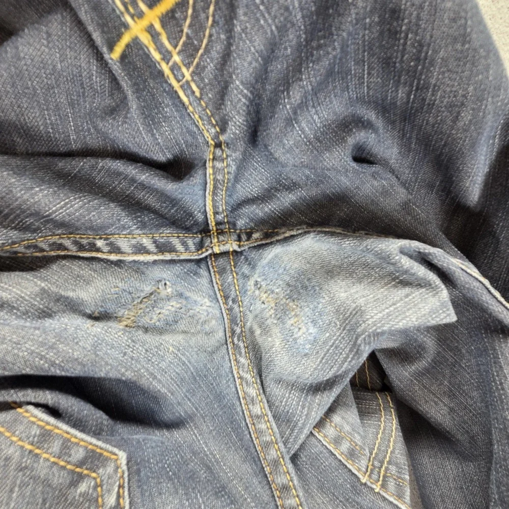 Vintage Levis 504 Jeans Mens Blue‎ Straight Engineered Altered Hem Fits 36x31